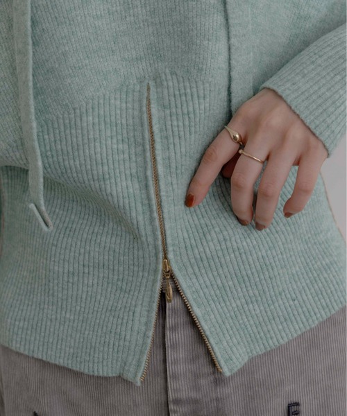 Eimee Law（エイミーロウ）の「ZIPスリットフーディーニットトップス（ニット/セーター・レディース・ダークグレー/ミント/ライトグレー/ピンク・FREE）」の19枚目の写真