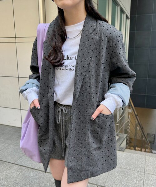Kastane（カスタネ）の「【セットアップ対応】ドットツイードジャケット（テーラードジャケット・レディース・グレー/ブラック・FREE）」の2枚目の写真
