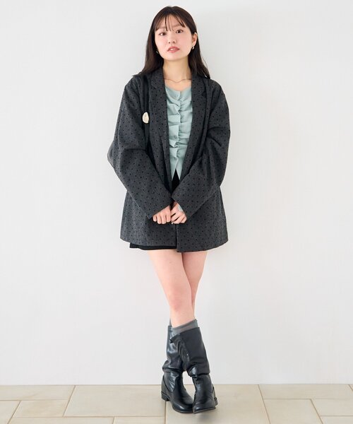 Kastane（カスタネ）の「【セットアップ対応】ドットツイードジャケット（テーラードジャケット・レディース・グレー/ブラック・FREE）」の6枚目の写真