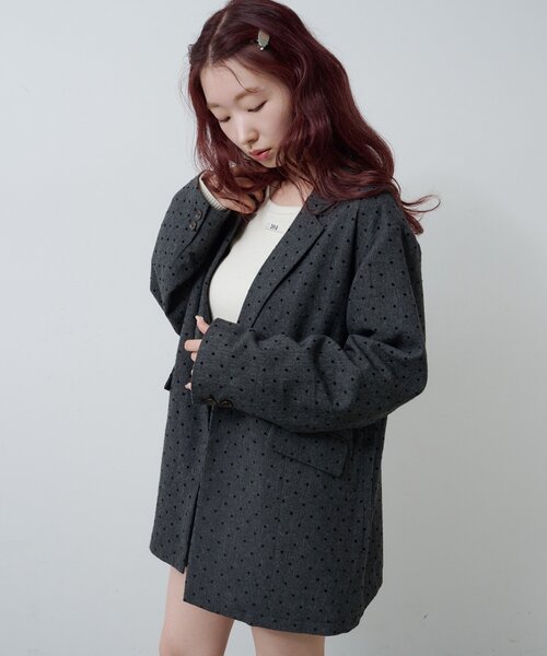 セール】【セットアップ対応】ドットツイードジャケット（テーラード