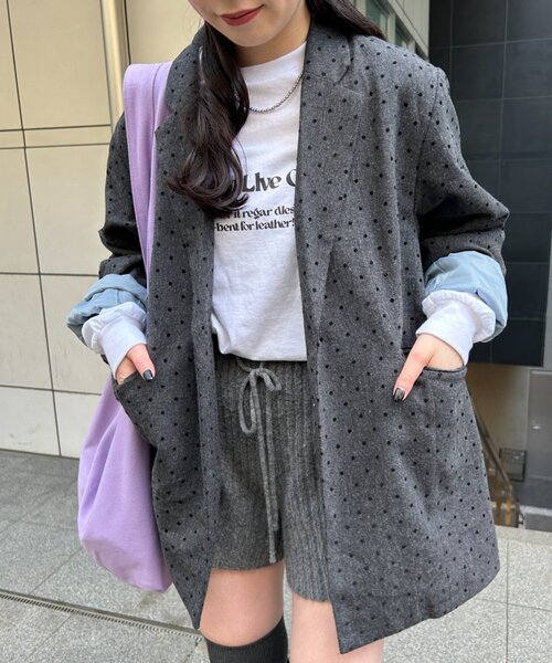 セール】【セットアップ対応】ドットツイードジャケット（テーラード