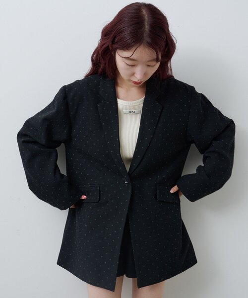 セール】【セットアップ対応】ドットツイードジャケット（テーラード