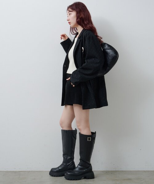 Kastane（カスタネ）の「【セットアップ対応】ドットツイードジャケット（テーラードジャケット・レディース・グレー/ブラック・FREE）」の14枚目の写真