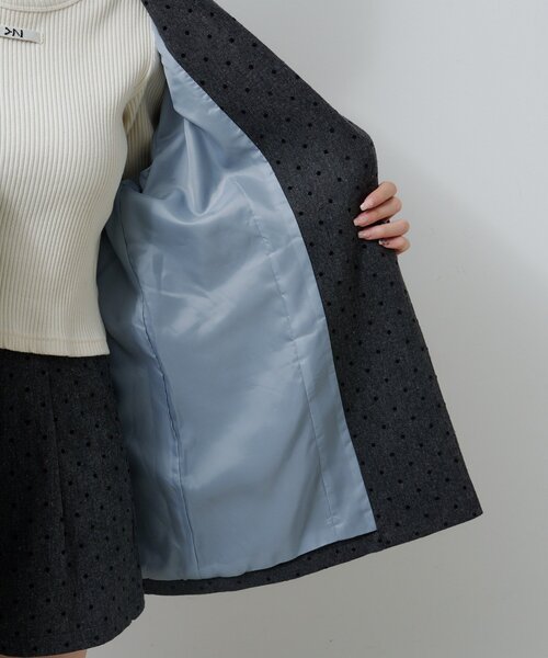 Kastane（カスタネ）の「【セットアップ対応】ドットツイードジャケット（テーラードジャケット・レディース・グレー/ブラック・FREE）」の8枚目の写真
