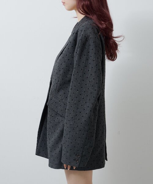 Kastane（カスタネ）の「【セットアップ対応】ドットツイードジャケット（テーラードジャケット・レディース・グレー/ブラック・FREE）」の13枚目の写真