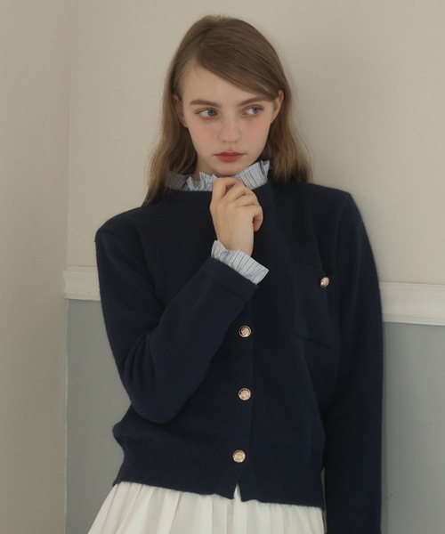 Birthday room（バースデイルーム）の「フリル襟付きニットCD/Knit cardigan with ruffle collar（カーディガン/ボレロ・レディース・ネイビー/グレー・FREE）」の12枚目の写真