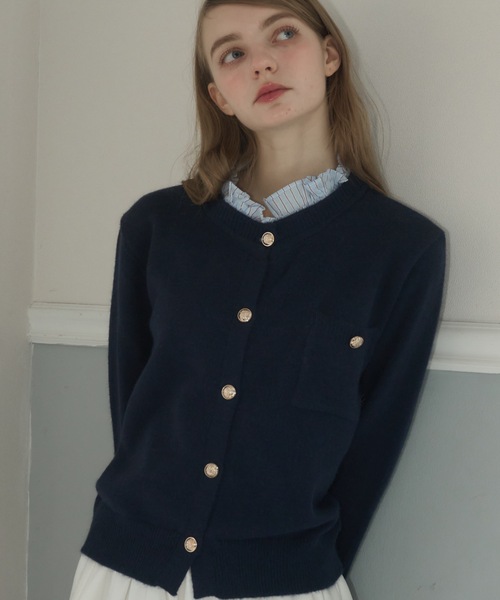 Birthday room（バースデイルーム）の「フリル襟付きニットCD/Knit cardigan with ruffle collar（カーディガン/ボレロ・レディース・ネイビー/グレー・FREE）」の16枚目の写真