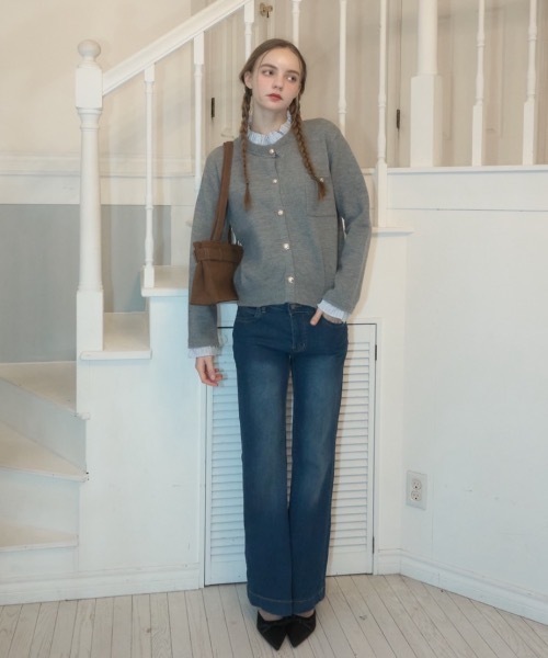 Birthday room（バースデイルーム）の「フリル襟付きニットCD/Knit cardigan with ruffle collar（カーディガン/ボレロ・レディース・ネイビー/グレー・FREE）」の9枚目の写真