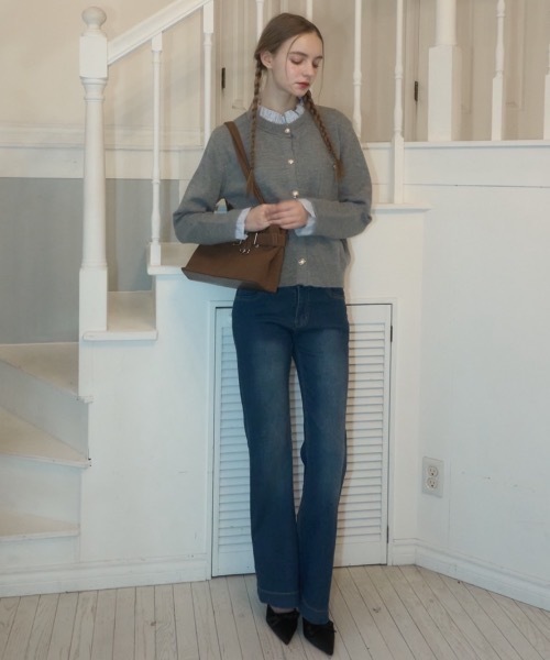 Birthday room（バースデイルーム）の「フリル襟付きニットCD/Knit cardigan with ruffle collar（カーディガン/ボレロ・レディース・ネイビー/グレー・FREE）」の10枚目の写真