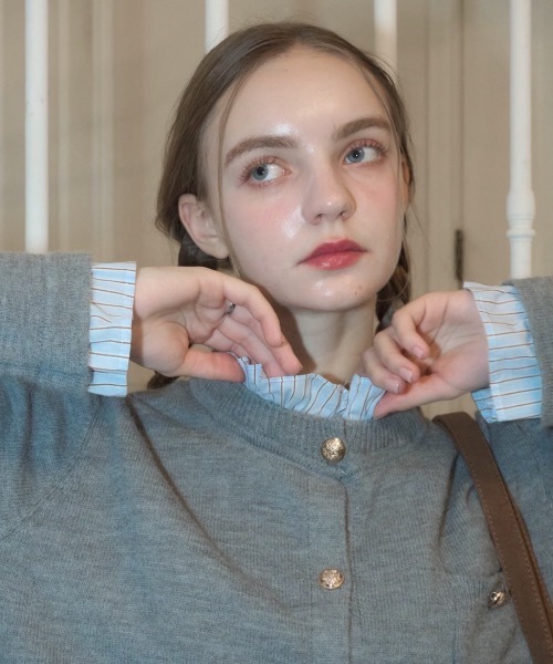 Birthday room（バースデイルーム）の「フリル襟付きニットCD/Knit cardigan with ruffle collar（カーディガン/ボレロ・レディース・ネイビー/グレー・FREE）」の6枚目の写真