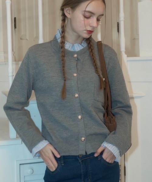 極美品　25SS マッキントッシュ ミラノリブニットカーディガン フリル襟付き 極美品 25SS マッキントッシュ ミラノリブニットカーディガン フリル襟