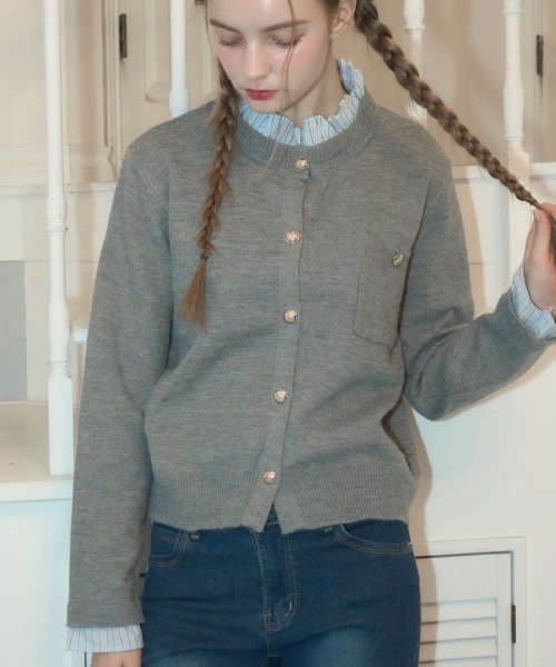 Birthday room（バースデイルーム）の「フリル襟付きニットCD/Knit cardigan with ruffle collar（カーディガン/ボレロ・レディース・ネイビー/グレー・FREE）」の19枚目の写真