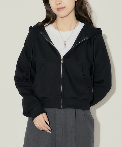 H.TOKYO(エイチトウキョウ)の「クロップドフルジップパーカー(パーカー・レディース・カーキ/ブラック/グレー・MEDIUM/LARGE/X-LARGE)」の11枚目の写真