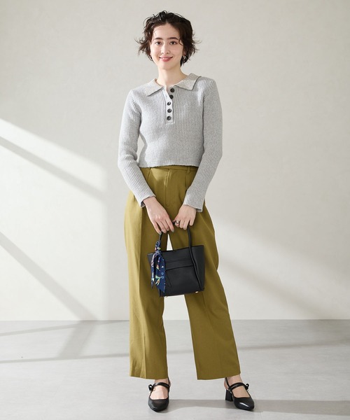 31 Sons de mode（トランテアン　ソン　ドゥ　モード）の「スカーフ付きハンドバッグ（ハンドバッグ・レディース・ベージュ/イエロー/ブラック/グリーン/アイボリー・ﾌﾘ-）」の9枚目の写真