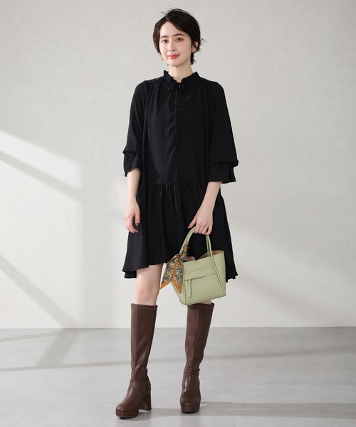 31 Sons de mode（トランテアン　ソン　ドゥ　モード）の「スカーフ付きハンドバッグ（ハンドバッグ・レディース・ベージュ/イエロー/ブラック/グリーン/アイボリー・ﾌﾘ-）」の10枚目の写真