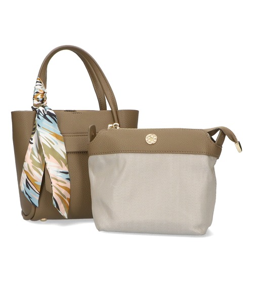 31 Sons de mode（トランテアン　ソン　ドゥ　モード）の「スカーフ付きハンドバッグ（ハンドバッグ・レディース・ベージュ/イエロー/ブラック/グリーン/アイボリー・ﾌﾘ-）」の20枚目の写真