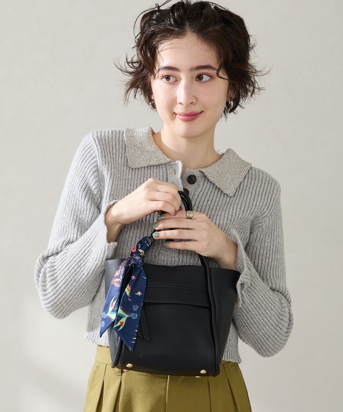 31 Sons de mode（トランテアン　ソン　ドゥ　モード）の「スカーフ付きハンドバッグ（ハンドバッグ・レディース・ベージュ/イエロー/ブラック/グリーン/アイボリー・ﾌﾘ-）」の7枚目の写真