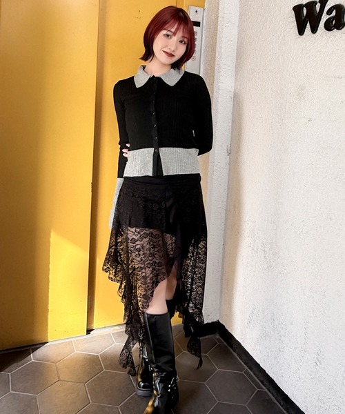 DAESE TOKYO（デセトウキョウ）の「『DAESE TOKYO/デセトウキョウ』ウールライクポロ配色ニット（Tシャツ/カットソー・レディース・ブラック・FREE）」の16枚目の写真
