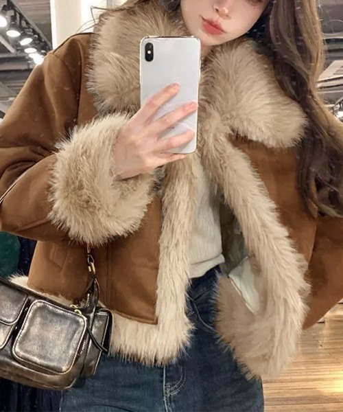 セール】ショートフェイクムートンジャケット韓国風（その他アウター