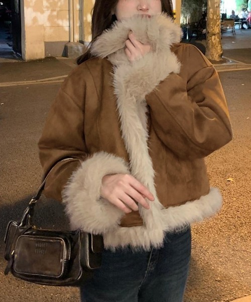 セール】ショートフェイクムートンジャケット韓国風（その他アウター