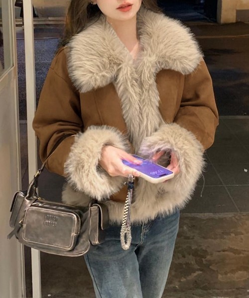 セール】ショートフェイクムートンジャケット韓国風（その他アウター