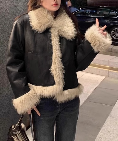 セール】ショートフェイクムートンジャケット韓国風（その他アウター
