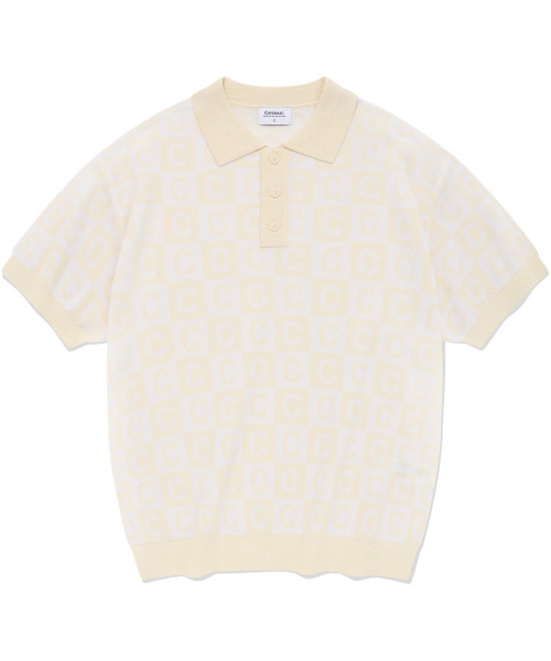 COVERNAT(カバーナット)の「Cパターンカラー ハーフニット アイボリー(ニット/セーター・レディース・その他・MEDIUM/LARGE/X-LARGE/SMALL)」の1枚目の写真