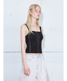 Ribbed Sleeveless Knit Top, Black