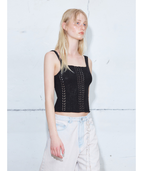 Ribbed Sleeveless Knit Top Black