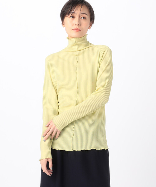 Gabardine K.T(ギャバジンケーティー)の「〔 +サイズ 〕 【前後2WAY】シアーストライプジャージー シアーストライプカットソー(Tシャツ/カットソー・レディース・グリーン系その他/ホワイト/ライトグレー/サックスブルー・13号/17号)」の3枚目の写真