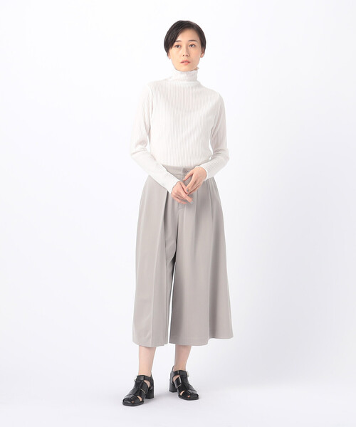 Gabardine K.T(ギャバジンケーティー)の「〔 +サイズ 〕 【前後2WAY】シアーストライプジャージー シアーストライプカットソー(Tシャツ/カットソー・レディース・グリーン系その他/ホワイト/ライトグレー/サックスブルー・13号/17号)」の5枚目の写真