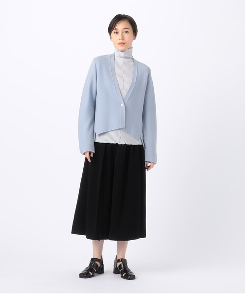 Gabardine K.T(ギャバジンケーティー)の「〔 +サイズ 〕 【前後2WAY】シアーストライプジャージー シアーストライプカットソー(Tシャツ/カットソー・レディース・グリーン系その他/ホワイト/ライトグレー/サックスブルー・13号/17号)」の14枚目の写真