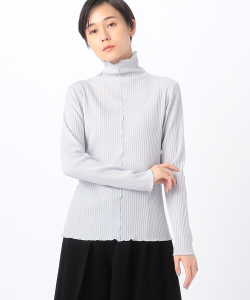 Gabardine K.T(ギャバジンケーティー)の「〔 +サイズ 〕 【前後2WAY】シアーストライプジャージー シアーストライプカットソー(Tシャツ/カットソー・レディース・グリーン系その他/ホワイト/ライトグレー/サックスブルー・13号/17号)」の16枚目の写真