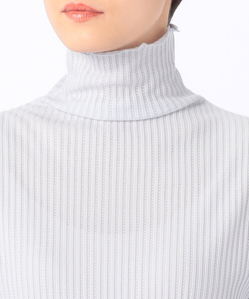 Gabardine K.T(ギャバジンケーティー)の「〔 +サイズ 〕 【前後2WAY】シアーストライプジャージー シアーストライプカットソー(Tシャツ/カットソー・レディース・グリーン系その他/ホワイト/ライトグレー/サックスブルー・13号/17号)」の20枚目の写真