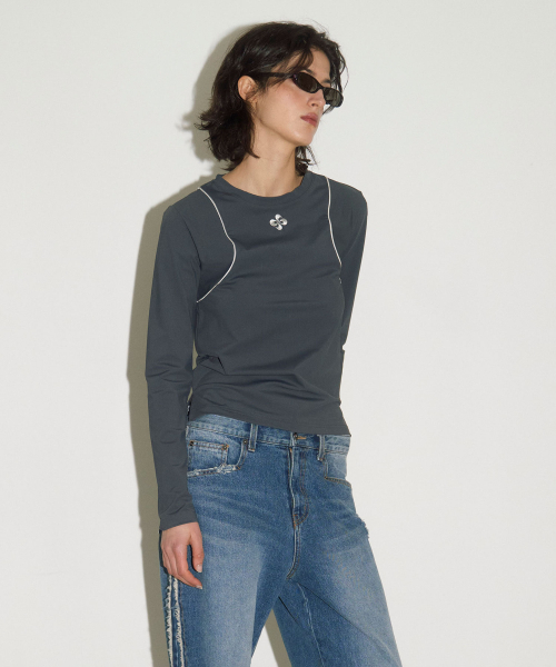 HERETIC(ヘレティック)の「ACTIVE LINE LONG SLEEVE T-SHIRT / charcoal(Tシャツ/カットソー・レディース・その他・FREE)」の1枚目の写真