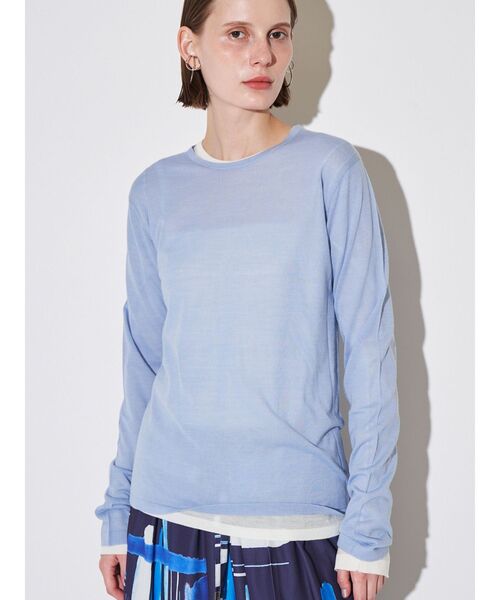 ELENDEEK(エレンディーク)の「ウールシアーロングTニット(ニット/セーター・レディース・オフホワイト/ブルー/ブラック/イエロー/ピンク・FREE)」の18枚目の写真