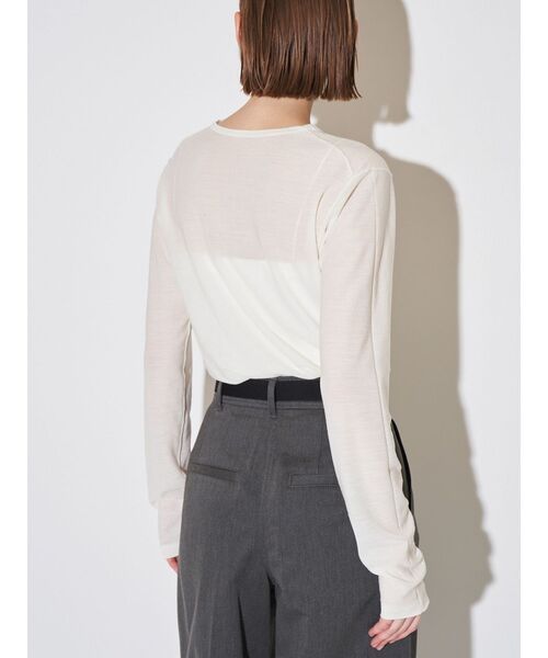 ELENDEEK(エレンディーク)の「ウールシアーロングTニット(ニット/セーター・レディース・オフホワイト/ブルー/ブラック/イエロー/ピンク・FREE)」の20枚目の写真