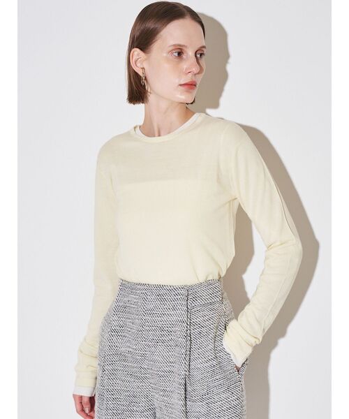 ELENDEEK(エレンディーク)の「ウールシアーロングTニット(ニット/セーター・レディース・オフホワイト/ブルー/ブラック/イエロー/ピンク・FREE)」の11枚目の写真