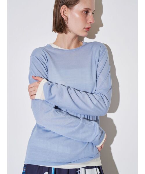 ELENDEEK(エレンディーク)の「ウールシアーロングTニット(ニット/セーター・レディース・オフホワイト/ブルー/ブラック/イエロー/ピンク・FREE)」の22枚目の写真