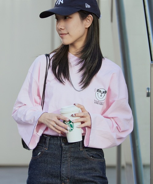 DIET BUTCHER SLIM SKIN(ダイエットブッチャースリムスキン)の「DIET BUTCHER SLIM SKIN/ダイエットブッチャースリムスキン SINE WAVE LS バックプリント クルーネックロンT(Tシャツ/カットソー・メンズ・オレンジ/パープル/グリーン/チャコールグレー/ナチュラル/ライトピンク・FREE)」の5枚目の写真