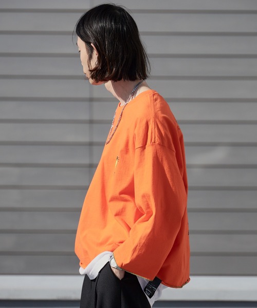 DIET BUTCHER SLIM SKIN(ダイエットブッチャースリムスキン)の「DIET BUTCHER SLIM SKIN/ダイエットブッチャースリムスキン SINE WAVE LS バックプリント クルーネックロンT(Tシャツ/カットソー・メンズ・オレンジ/パープル/グリーン/チャコールグレー/ナチュラル/ライトピンク・FREE)」の19枚目の写真