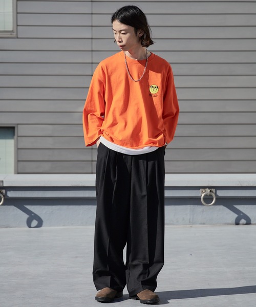 DIET BUTCHER SLIM SKIN(ダイエットブッチャースリムスキン)の「DIET BUTCHER SLIM SKIN/ダイエットブッチャースリムスキン SINE WAVE LS バックプリント クルーネックロンT(Tシャツ/カットソー・メンズ・オレンジ/パープル/グリーン/チャコールグレー/ナチュラル/ライトピンク・FREE)」の17枚目の写真