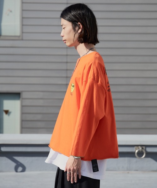 DIET BUTCHER SLIM SKIN(ダイエットブッチャースリムスキン)の「DIET BUTCHER SLIM SKIN/ダイエットブッチャースリムスキン SINE WAVE LS バックプリント クルーネックロンT(Tシャツ/カットソー・メンズ・オレンジ/パープル/グリーン/チャコールグレー/ナチュラル/ライトピンク・FREE)」の14枚目の写真