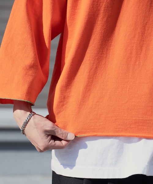 DIET BUTCHER SLIM SKIN(ダイエットブッチャースリムスキン)の「DIET BUTCHER SLIM SKIN/ダイエットブッチャースリムスキン SINE WAVE LS バックプリント クルーネックロンT(Tシャツ/カットソー・メンズ・オレンジ/パープル/グリーン/チャコールグレー/ナチュラル/ライトピンク・FREE)」の9枚目の写真