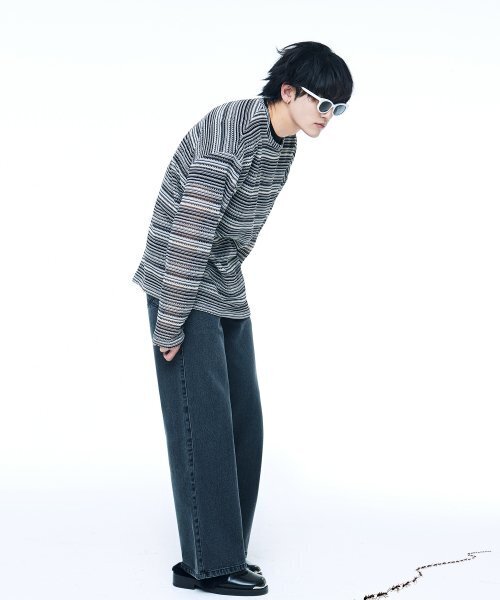 C WEAR BY THE GENIUS(シーウェアバイザジーニアス)の「シースルークラフトニットプルオーバー ブラック(ニット/セーター・メンズ・その他・size1/size3)」の3枚目の写真