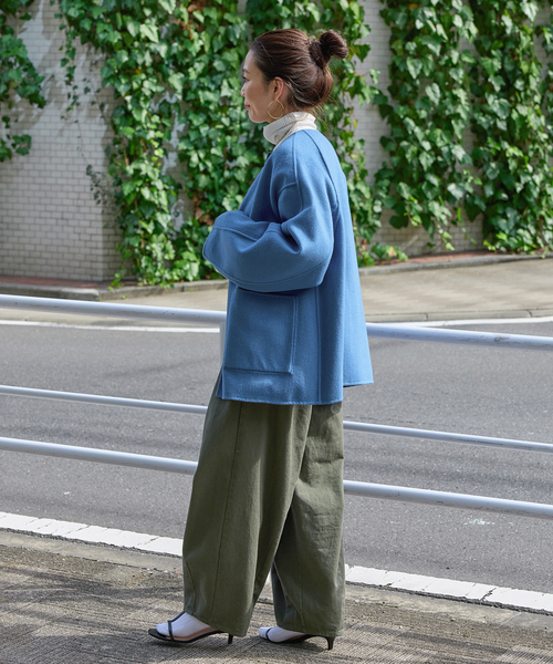 B.C STOCK（ベーセーストック）の「《追加》S120ブレンドショート丈リバーシブルコート（その他アウター・レディース・チャコールグレー/ネイビー/ブラウン・FREE）」の11枚目の写真