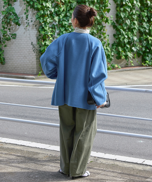 B.C STOCK（ベーセーストック）の「《追加》S120ブレンドショート丈リバーシブルコート（その他アウター・レディース・チャコールグレー/ネイビー/ブラウン・FREE）」の12枚目の写真