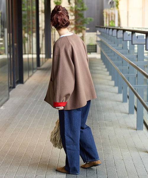 B.C STOCK（ベーセーストック）の「《追加》S120ブレンドショート丈リバーシブルコート（その他アウター・レディース・チャコールグレー/ネイビー/ブラウン・FREE）」の18枚目の写真