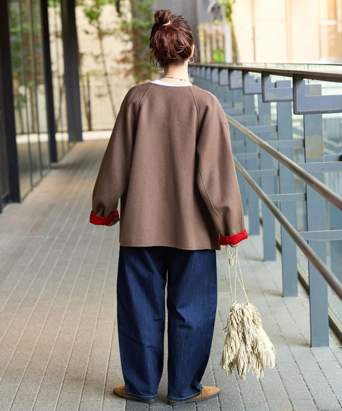 B.C STOCK（ベーセーストック）の「《追加》S120ブレンドショート丈リバーシブルコート（その他アウター・レディース・チャコールグレー/ネイビー/ブラウン・FREE）」の19枚目の写真