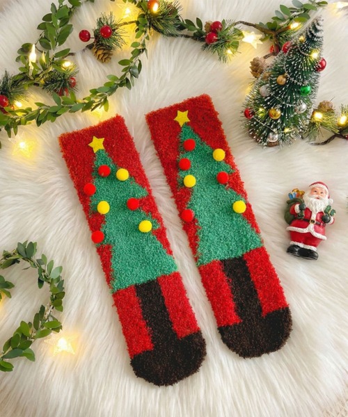 セール】【ZOZO限定】クリスマスもこもこソックス ルームソックス